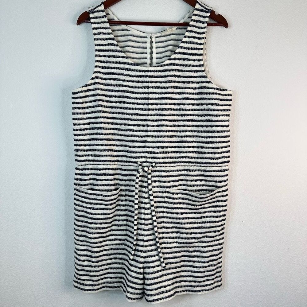 Madewell Striped Tank Romper Womens XL Navy Blue White Casual Nautical Chic